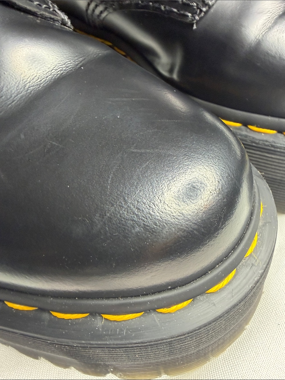 Dr. Martens Black Leather 5-Eye Derby Shoes with Yellow Stitching - Picture 8 of 11
